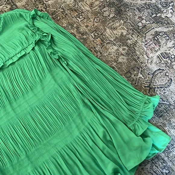 Ted Baker London Airlie Pleated Smocking High Neck Crepe Ruffled Blouse Large - Picture 9 of 11